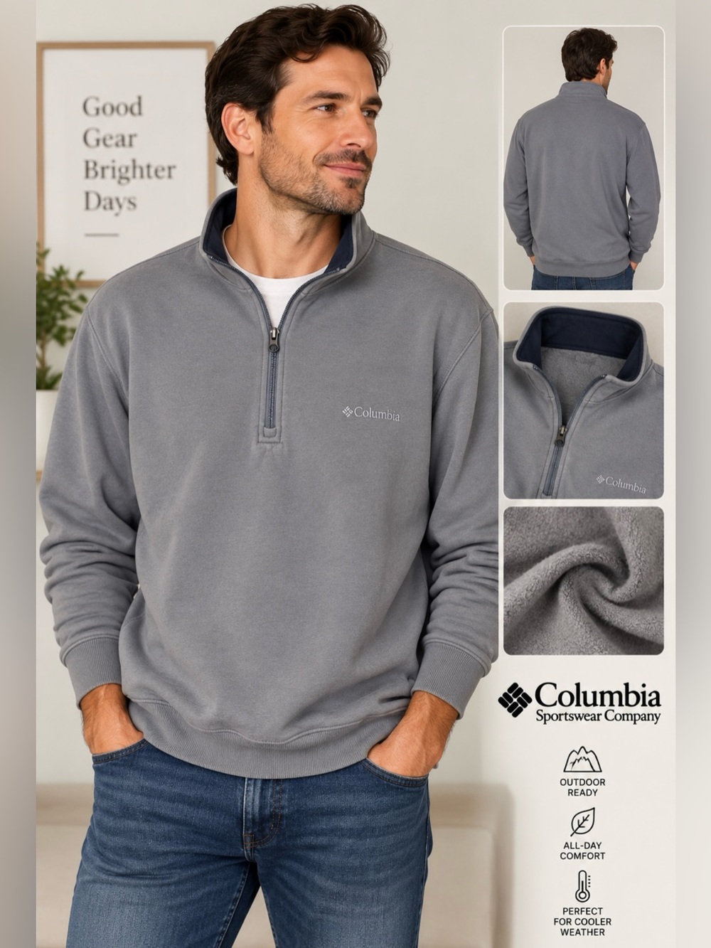 Columbia Men's Gray Zip-Up Fleece Pullover Size XXL